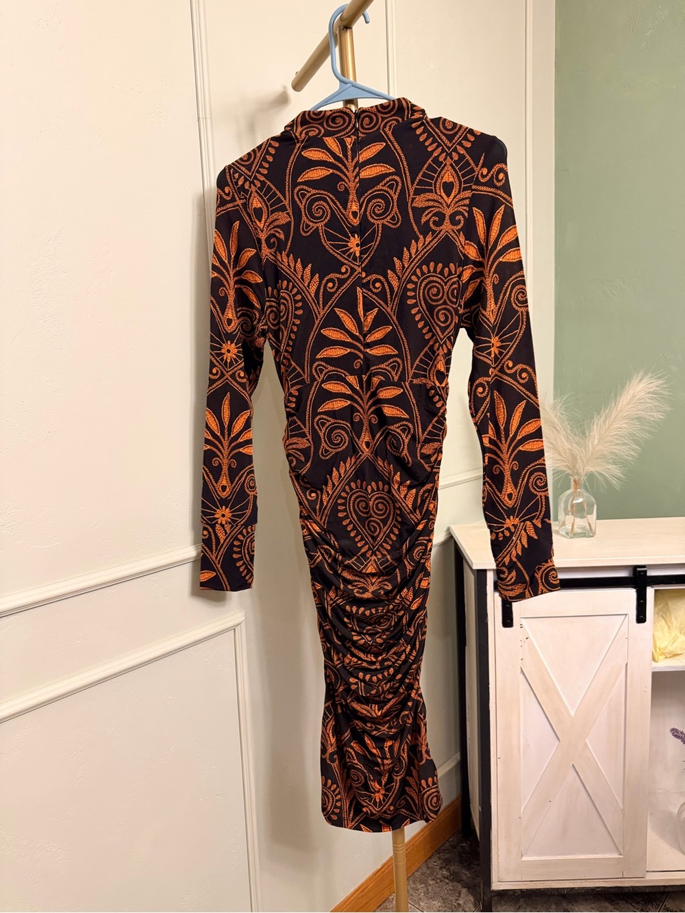 FARM Rio Midi Dress Black Brown Cornely Anika Printed Jersey MSRP $230 - Picture 3 of 4